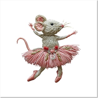 Stitch and Twirl: Adorable White Mouse in Balletic Bliss Posters and Art